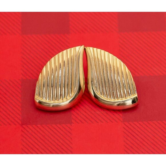 Vintage Mid Century Gold Tone Stud Earrings by Trifari - O7 - Picture 1 of 2